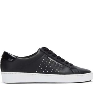 Michael Kors Black Irving  Round Studs Leather Trainers